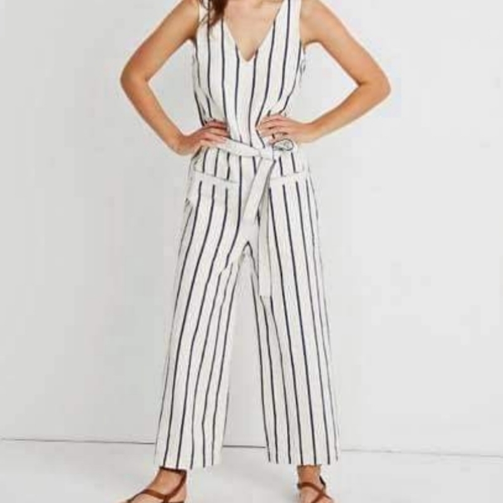 Madewell Striped Jumpsuit in White and Black